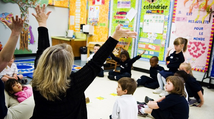 teaching encouraging class to celebrate