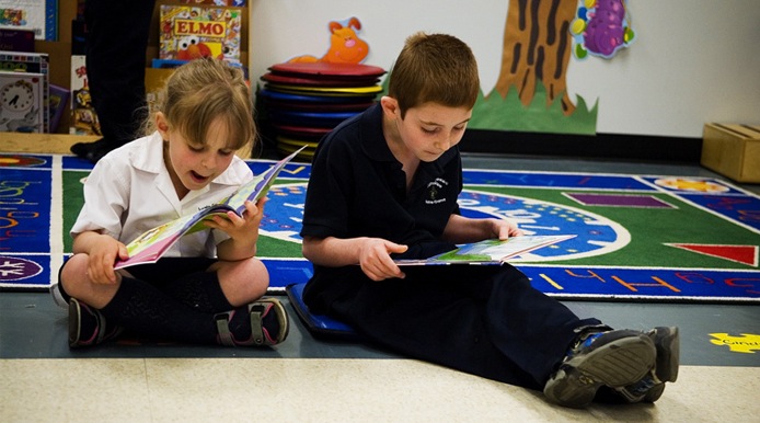 young student reading